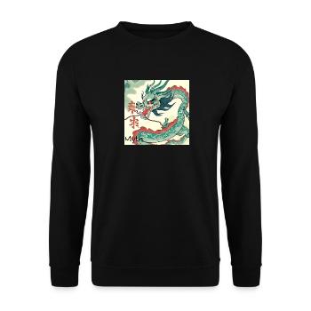 Myth - Chinesischer Drache - Unisex Pullover - Schwarz - Vorne - Alina (178cm) & Michal (187cm)