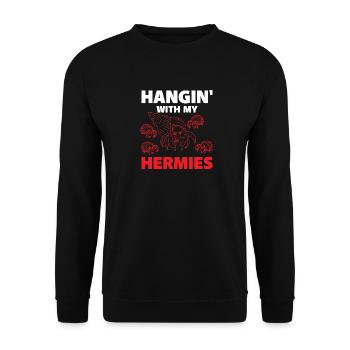 Abhängen mit meinen Hermies - Unisex Pullover - Schwarz - Vorne - Alina (178cm) & Michal (187cm)