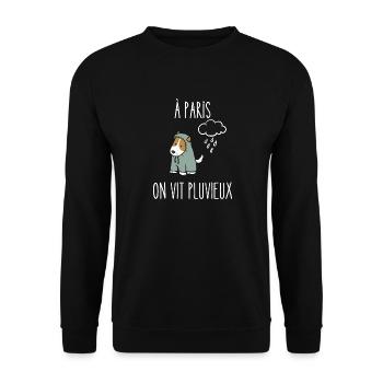 à paris on vit pluvieux - Sweat-shirt Unisexe - noir - Devant - Alina (178cm) & Michal (187cm)