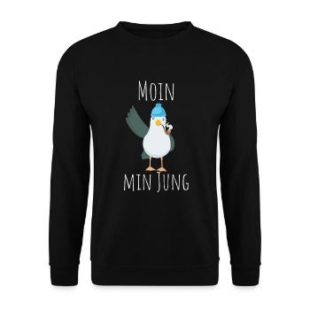 Moin min Jung - Unisex Pullover - Schwarz - Vorne - Alina (178cm) & Michal (187cm)