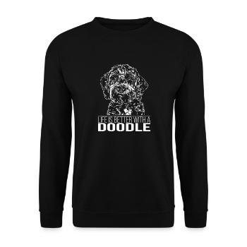 DOODLE Life is better canine saying Wilsigns - Unisex Sweatshirt - black - Front - Alina (178cm) & Michal (187cm)