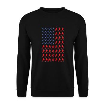 Sport Us Flag Ultimate Frisbee - Unisex Pullover - Schwarz - Vorne - Alina (178cm) & Michal (187cm)