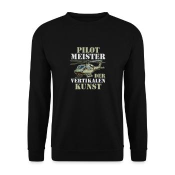 Pilot Fliegen Flieger Helikopter Hubschrauber - Unisex Pullover - Schwarz - Vorne - Alina (178cm) & Michal (187cm)