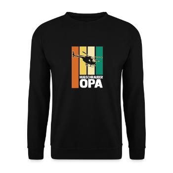 Opa Großvater Pilot Helikopter Hubschrauber - Unisex Pullover - Schwarz - Vorne - Alina (178cm) & Michal (187cm)