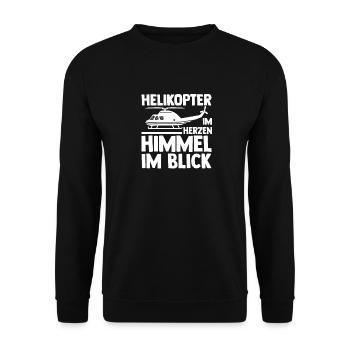 Pilot Hubschrauber Helikopter - Unisex Pullover - Schwarz - Vorne - Alina (178cm) & Michal (187cm)