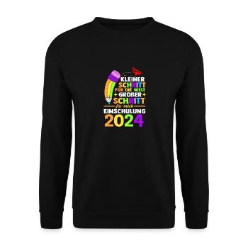 1. Klasse Schulkind Schulanfang Einschulung - Unisex Pullover - Schwarz - Vorne - Alina (178cm) & Michal (187cm)