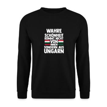 Ungar Ungarisch Ungarn - Unisex Pullover - Schwarz - Vorne - Alina (178cm) & Michal (187cm)