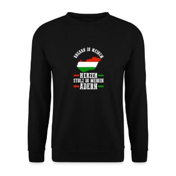 Ungar Ungarisch Ungarn - Unisex Pullover - Schwarz - Vorne - Alina (178cm) & Michal (187cm)