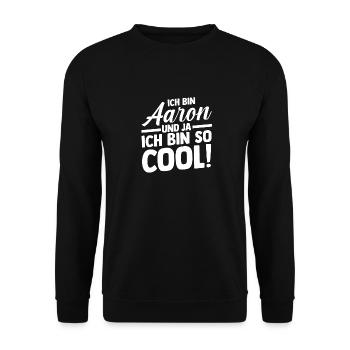 Prénom Aaron - Sweat-shirt Unisexe - noir - Devant - Alina (178cm) & Michal (187cm)