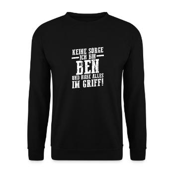 Vorname Ben - Unisex Pullover - Schwarz - Vorne - Alina (178cm) & Michal (187cm)