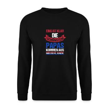 Hollande Papa Père Fête des Pères Néerlandais Néerlandais - Sweat-shirt Unisexe - noir - Devant - Alina (178cm) & Michal (187cm)