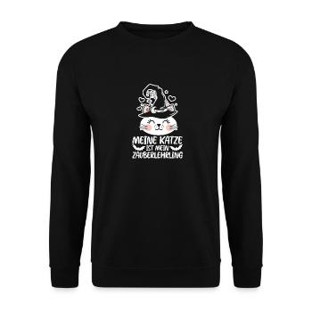 Cat Witch Halloween Costume Halloween - Unisex Sweatshirt - black - Front - Alina (178cm) & Michal (187cm)