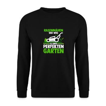Gärtner Rasenmäher Bauer Garten - Unisex Pullover - Schwarz - Vorne - Alina (178cm) & Michal (187cm)