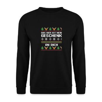 Weihnachtsmann Weihnachtsfest Ugly Christmas - Unisex Pullover - Schwarz - Vorne - Alina (178cm) & Michal (187cm)