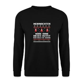 Weihnachtsmann Weihnachtsfest Ugly Christmas - Unisex Pullover - Schwarz - Vorne - Alina (178cm) & Michal (187cm)