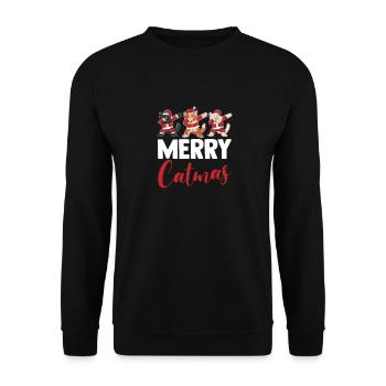 Père Noël Fête de Noël Noël Chats - Sweat-shirt Unisexe - noir - Devant - Alina (178cm) & Michal (187cm)