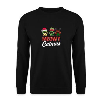 Père Noël Fête de Noël Noël Chats - Sweat-shirt Unisexe - noir - Devant - Alina (178cm) & Michal (187cm)