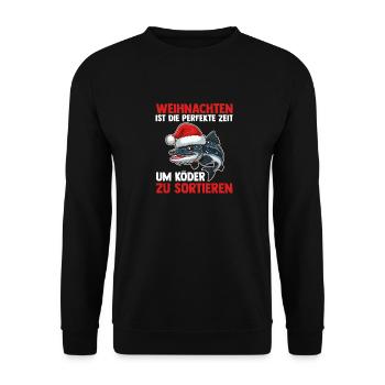 Weihnachtsmann Angeln Weihnachtsfest Weihnachten - Unisex Pullover - Schwarz - Vorne - Alina (178cm) & Michal (187cm)