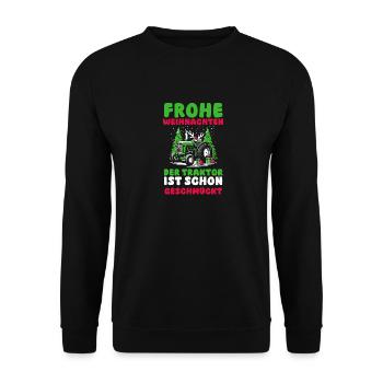 Santa Claus Tractor Christmas Party Farmer Landwi - Unisex Sweatshirt - black - Front - Alina (178cm) & Michal (187cm)