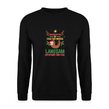 Weihnachtsmann Weihnachtsfest Faultier - Unisex Pullover - Schwarz - Vorne - Alina (178cm) & Michal (187cm)