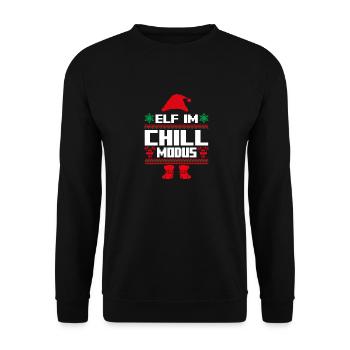 Weihnachtself Weihnachten Weihnachtsmann Chill Elf - Unisex Pullover - Schwarz - Vorne - Alina (178cm) & Michal (187cm)