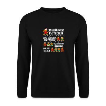 Glühwein Weihnachtsmann Gnome Weihnachts - Unisex Pullover - Schwarz - Vorne - Alina (178cm) & Michal (187cm)
