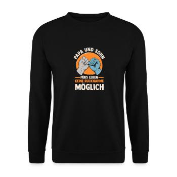 Papa Und Sohn - Unisex Pullover - Schwarz - Vorne - Alina (178cm) & Michal (187cm)