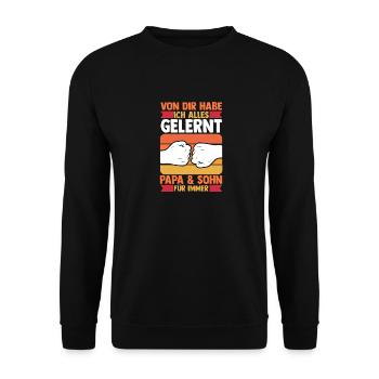 Papa Und Sohn - Unisex Pullover - Schwarz - Vorne - Alina (178cm) & Michal (187cm)