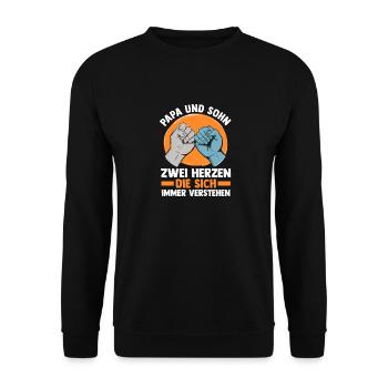 Papa Und Sohn - Unisex Pullover - Schwarz - Vorne - Alina (178cm) & Michal (187cm)