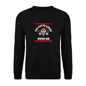 Père Noël Infirmière de Noël - Sweat-shirt Unisexe - noir - Devant - Alina (178cm) & Michal (187cm)