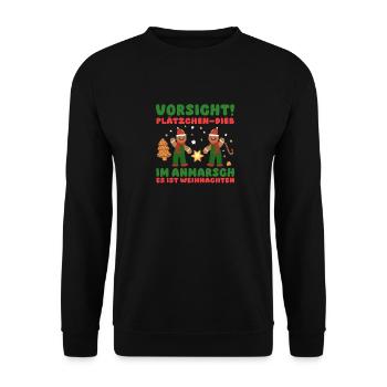 Santa Claus Christmas Christmas Party Cookies - Unisex Sweatshirt - black - Front - Alina (178cm) & Michal (187cm)