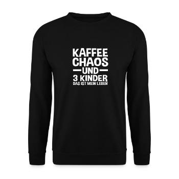 Mama Von 3 Kindern - Unisex Pullover - Schwarz - Vorne - Alina (178cm) & Michal (187cm)