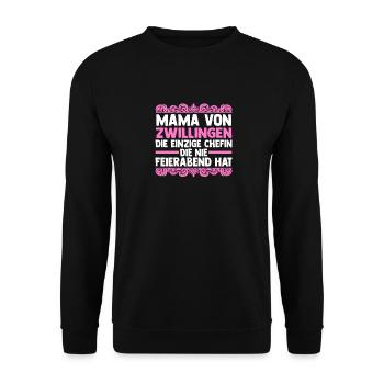Mama Von Zwillingen - Unisex Pullover - Schwarz - Vorne - Alina (178cm) & Michal (187cm)