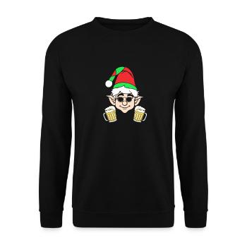 Père Noël Elfe de Noël Bière Elfe de Noël - Sweat-shirt Unisexe - noir - Devant - Alina (178cm) & Michal (187cm)