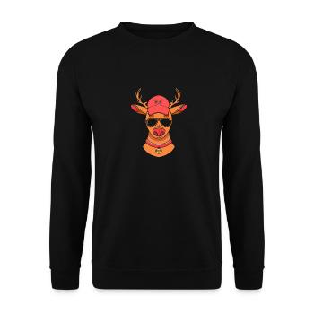 Weihnachtsmann Weihnachten Rentier - Unisex Pullover - Schwarz - Vorne - Alina (178cm) & Michal (187cm)