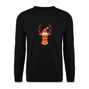 Weihnachtsmann Weihnachten Rentier - Unisex Pullover - Schwarz - Vorne - Alina (178cm) & Michal (187cm)