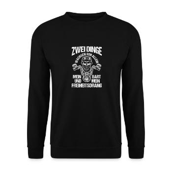 Bearded Biker Bearded Motorcyclist Motorcycle - Unisex Sweatshirt - black - Front - Alina (178cm) & Michal (187cm)