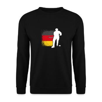 Eishockeyspieler Deutschland Flagge Eishockey - Unisex Pullover - Schwarz - Vorne - Alina (178cm) & Michal (187cm)