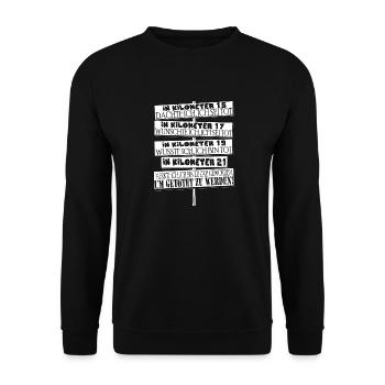 Halbmarathon-Läufer - Unisex Pullover - Schwarz - Vorne - Alina (178cm) & Michal (187cm)