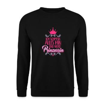 Ich schmeiss alles hin und werd' Prinzessin -Krone - Unisex Pullover - Schwarz - Vorne - Alina (178cm) & Michal (187cm)