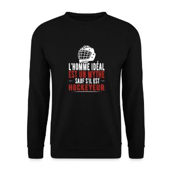 Idéal hockeyeur t-shirt cadeau - Sweat-shirt Unisexe - noir - Devant - Alina (178cm) & Michal (187cm)