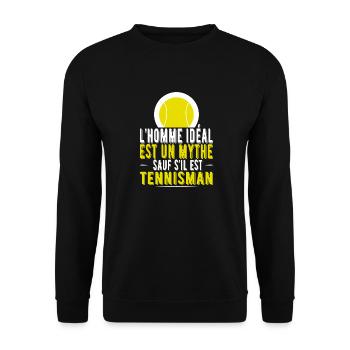 Homme idéal tennismen t-shirt cadeau - Sweat-shirt Unisexe - noir - Devant - Alina (178cm) & Michal (187cm)
