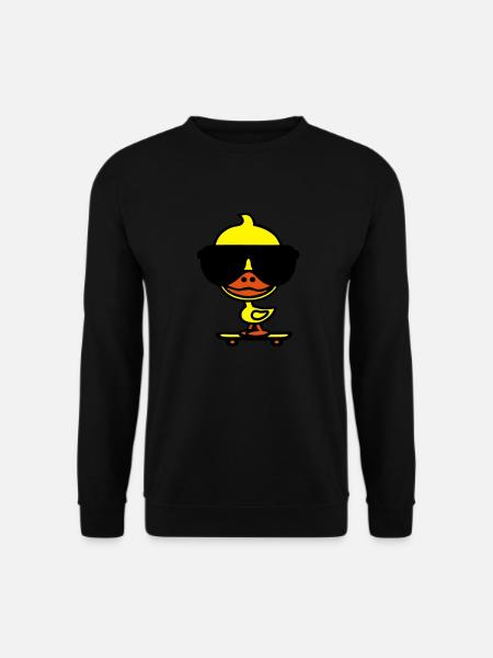 Coole Ente auf dem Skateboard - Unisex Pullover - Schwarz