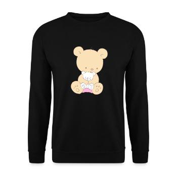 Bear with Teddy Bear - Sweat-shirt Unisexe - noir - Devant - Alina (178cm) & Michal (187cm)