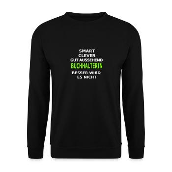 buchhalterin - Unisex Pullover - Schwarz - Vorne - Alina (178cm) & Michal (187cm)