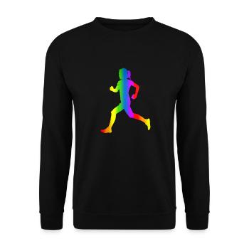 Bunter Läuferin Regenbogen - Unisex Pullover - Schwarz - Vorne - Alina (178cm) & Michal (187cm)