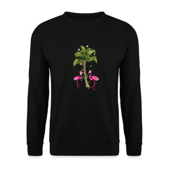 Tropical Flamingo Christmas - Unisex Sweatshirt - black - Front - Alina (178cm) & Michal (187cm)