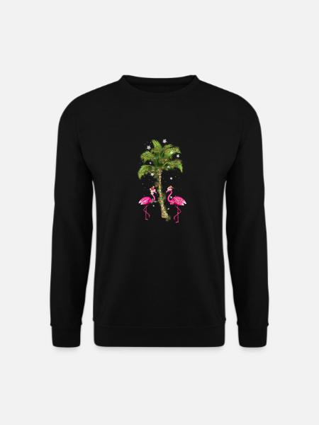 Tropisches Flamingo-Weihnachten - Unisex Pullover - Schwarz