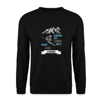 Wenn der Berg ruft Ski Wintersport Design Geschenk - Unisex Pullover - Schwarz - Vorne - Alina (178cm) & Michal (187cm)