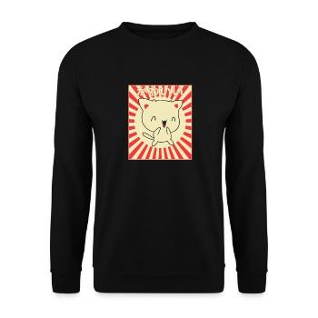 Japanese Kitty - Unisex Sweatshirt - black - Front - Alina (178cm) & Michal (187cm)